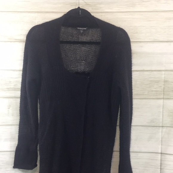 Eileen Fisher black mohair duster cardigan PM - Picture 5 of 13